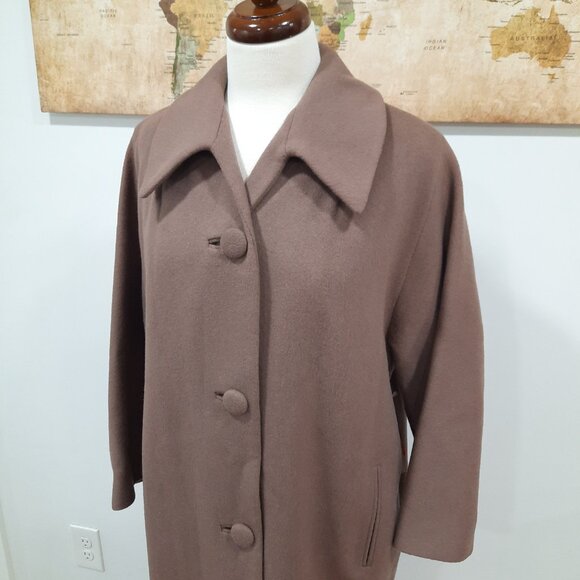 Vtg 50s wool long mauve coat - NWT - Picture 6 of 14